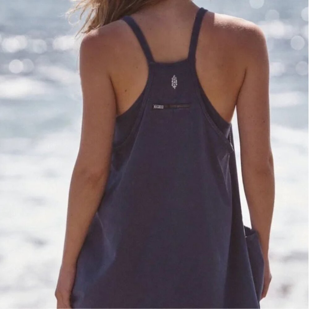 Free People Hot Shot Mini Dress Blue Indigo size Large - Picture 3 of 13